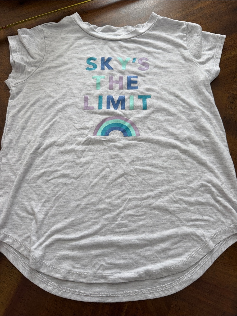 Girls' light gray Short Sleeve Tee - 'Sky's The Limit' Pastel Graphic